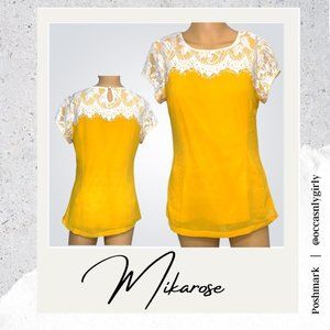 Mikarose Mustard Yellow Lace Shoulder Blouse